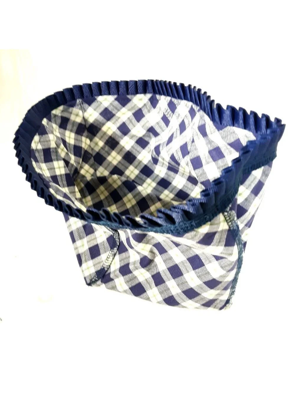 Longaberger Mending #28674148 Small Basket Liner Blue Ribbon Plaid Cotton New
